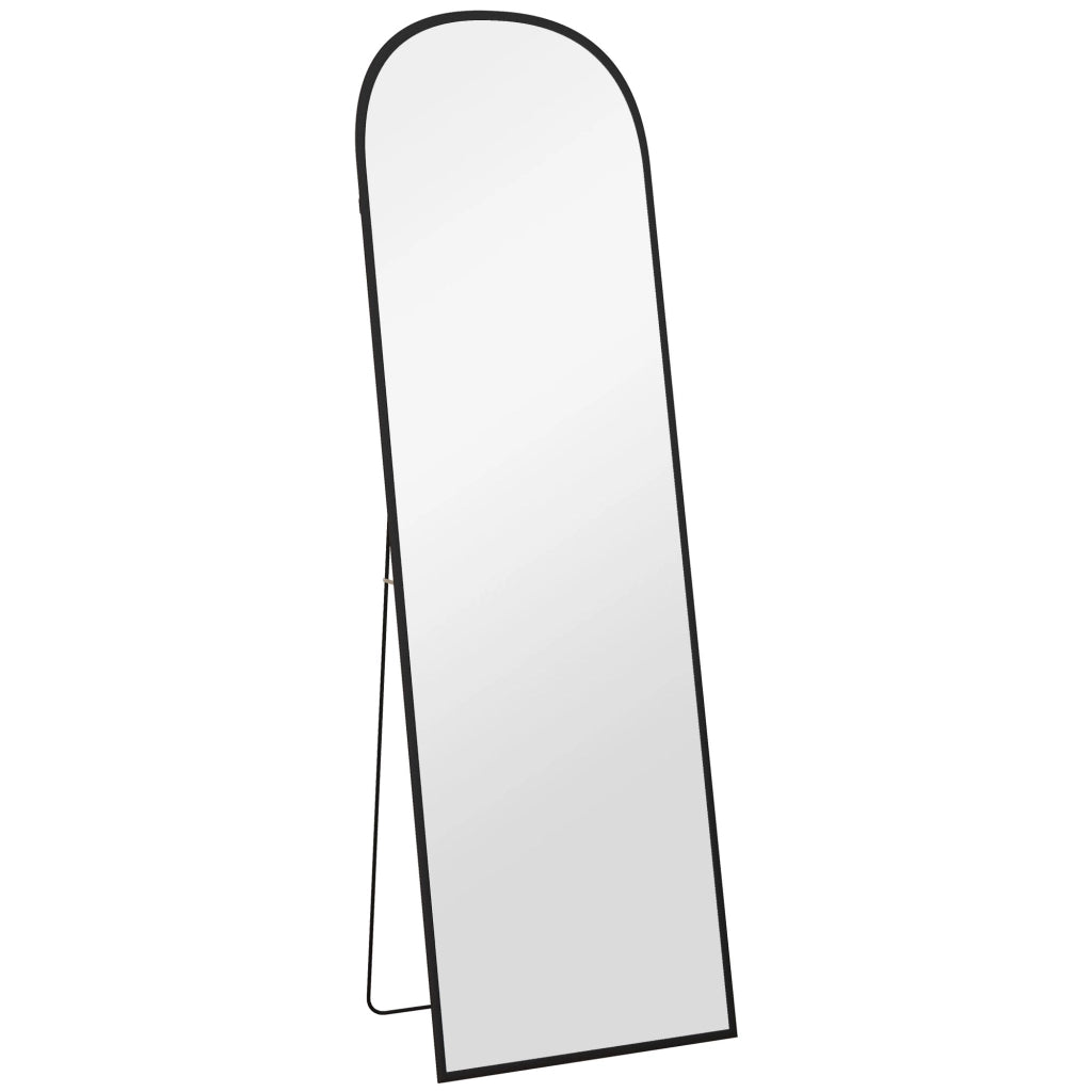 Specchio da parete a figura intera con struttura in alluminio, nero, 50 x 1,5 x 161,5 cm
