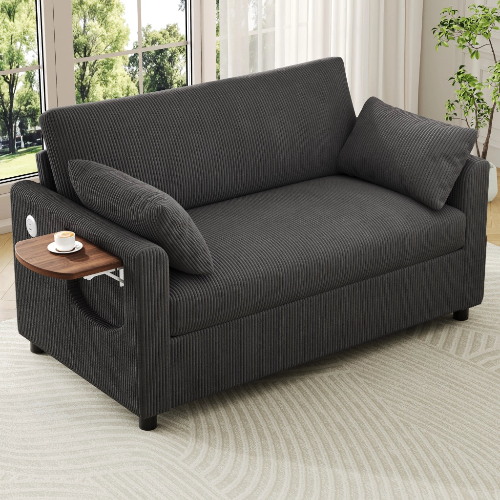 SOFA LETTO 2 posti 134x82-223x84 cm Grigio Corduroy con materasso incluso