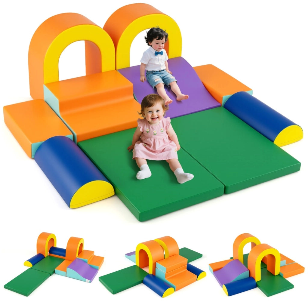 Set di 10 blocchi da arrampicata in schiuma, Set attivit¨¤ per interni per bambini 1+ anno Arancione