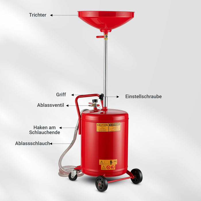 Recuperatore olio esausto 68 litri altezza regolabile 98-157cm Raccoglitore olio esausto