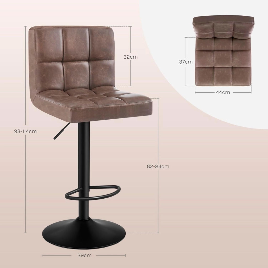 Pezzo Sgabello da Bar PU Vintage Sedia per Cucina Girevole Marrone