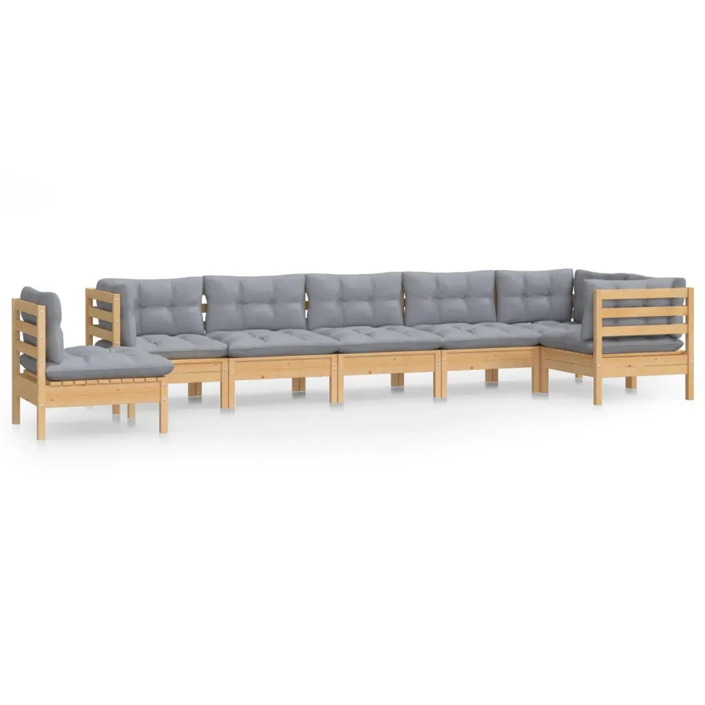 Set Divani da Giardino 8 pz con Cuscini Grigi Massello di Pino 3096730