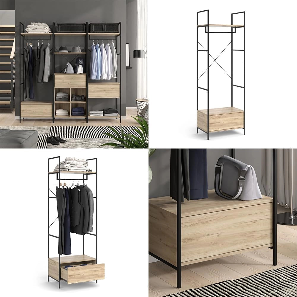 Armadio Enya, Legno, 60 x 180 cm con cassetto, per la conservazione di abbigliamento e accessori