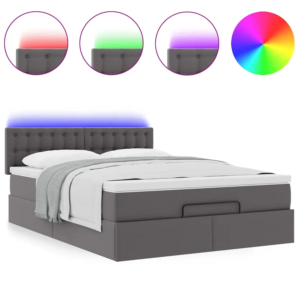 Pouf Letto con Materassi e LED Grigio 140x200cm Similpelle 3312160