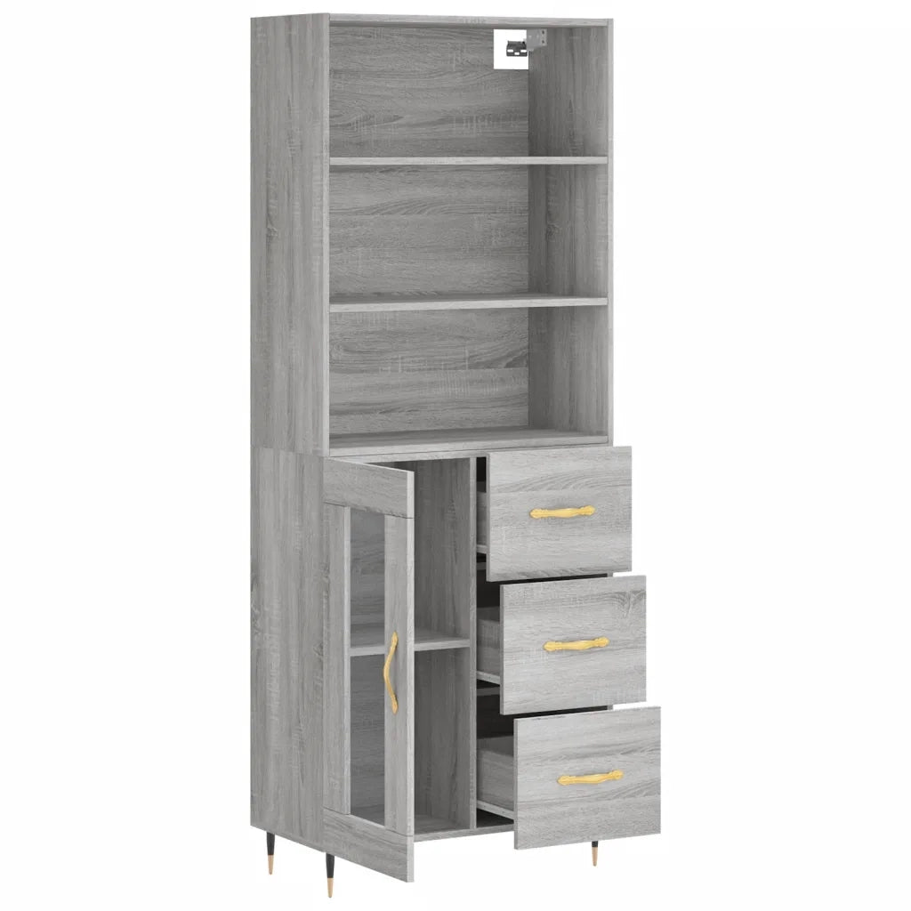Credenza Grigio Sonoma 69,5x34x180 cm in Legno Multistrato 3189491