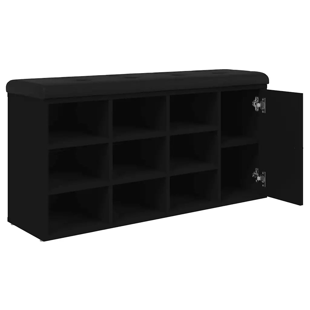 Panca Porta Scarpe-Sgabello-Panca Scarpiera Nera 102x32x50 cm in Legno Multistrato 322285