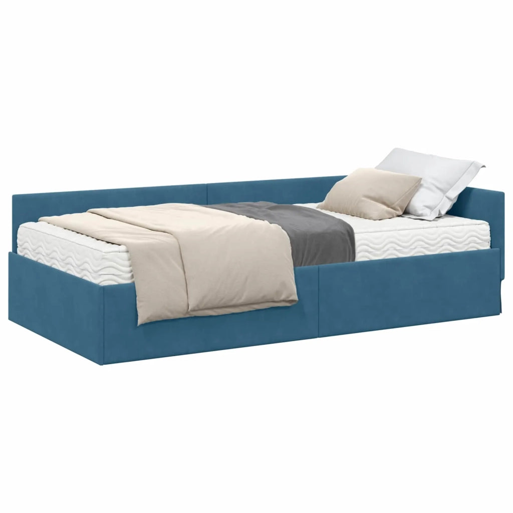 Struttura Letto Angolare con Materasso Altro 2 pcs Blu Velluto 3393643