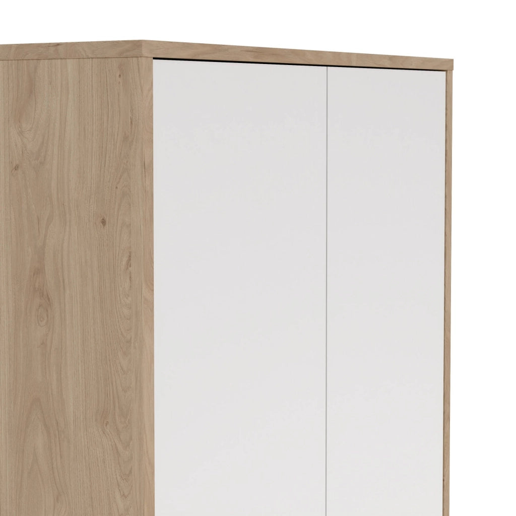 Credenza Pierre, Buffet da soggiorno, Madia da salotto, Dispensa da cucina, 80x34 h205 cm, Rovere e Bianco