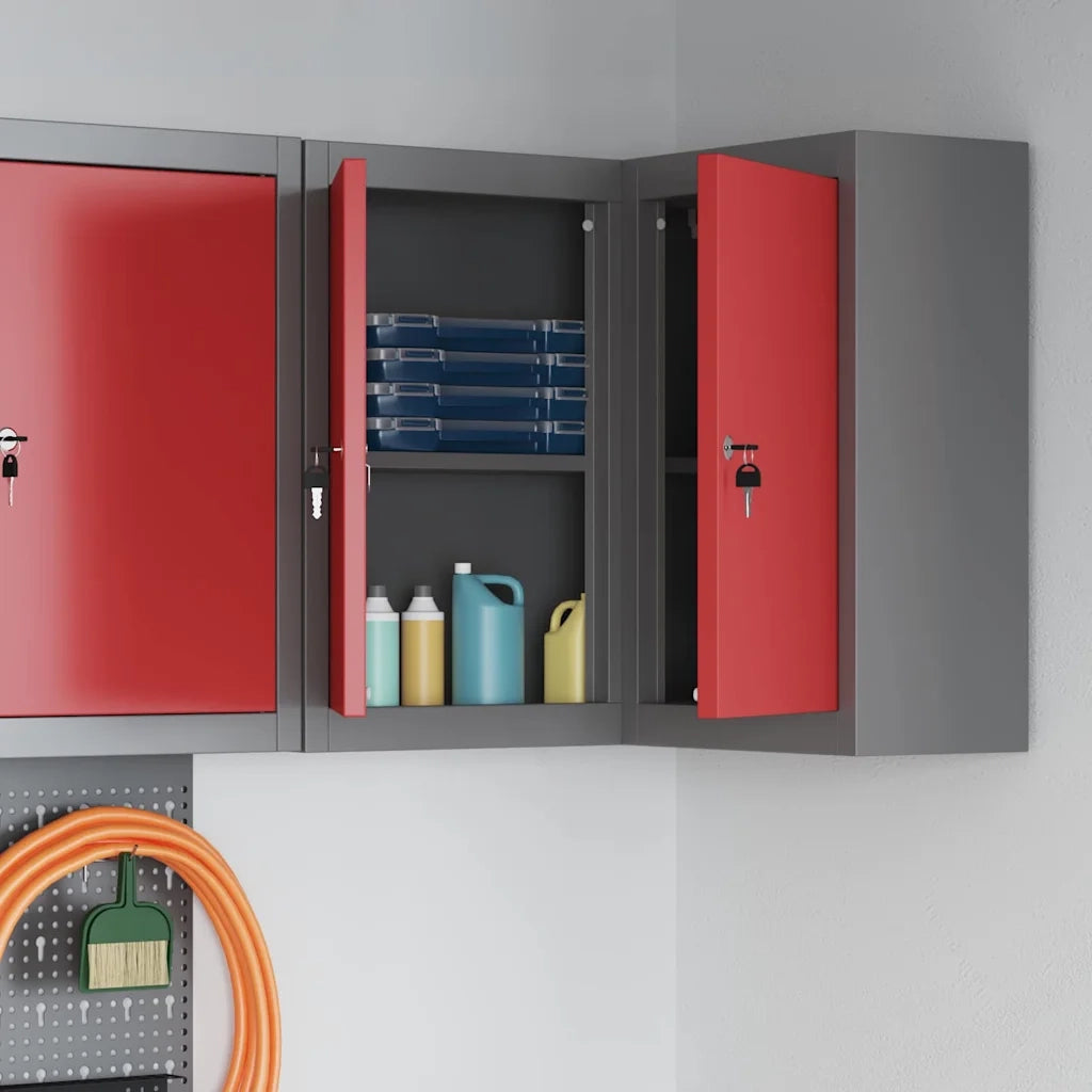 Mobile per attrezzi con blocco Rosso e Grigio 55 x 55 x 55 cm CFW3555491