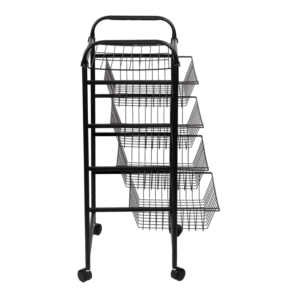 Carrello da cucina con ruote 87 x 41 x 31,5 cm con 4 cestelli nero 03_0006794