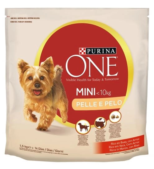 PURINA ONE MINI PELLE E PELO CROCCHETTE PER CANI SMALL CON MANZO E RISO 1,5KG