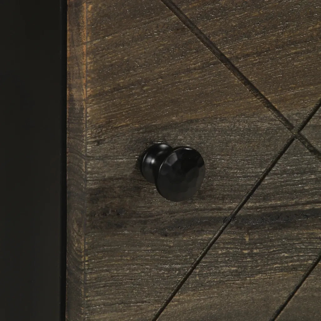 Comodino Nero 40x33x46 cm in Legno Massello di Mango 4017680