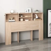 Testiera Letto con  4 scomparti aperti, 140 x 19 x 103,5 cm, Legno naturale
