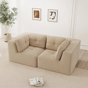 Divano angolare modulare 208x104x69 cm in corduroy beige; senza struttura rigida