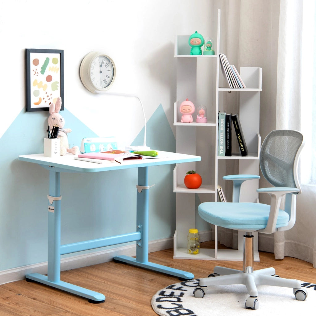 Sedia per scrivania per bambini con altezza regolabile, Sedile girevole a rete Blu