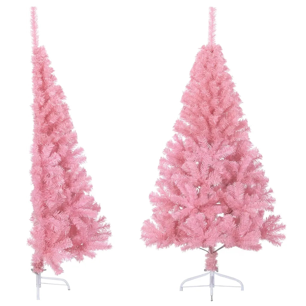 Albero di Natale Artificiale a MetÃ  con Supporto Rosa 120cm PVC