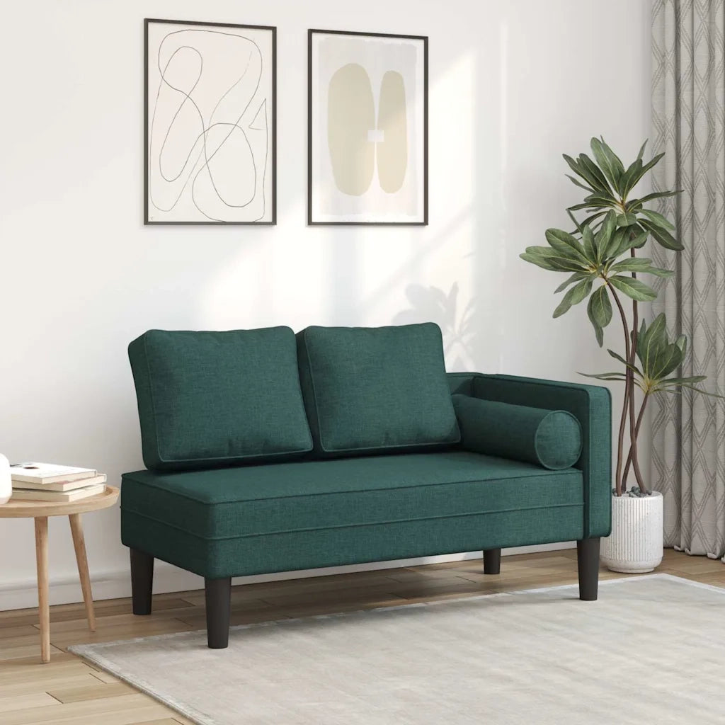 Chaise Longue con Cuscini Verde Scuro in Tessuto CFW2619087