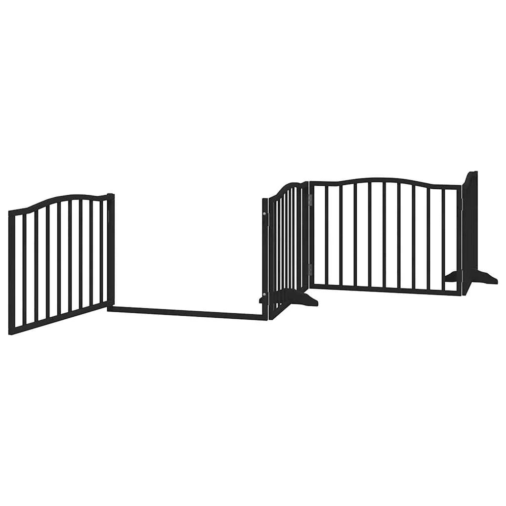 Cancelletto e porta di sicurezza per animali domestici 4 pannelli legno di pioppo nero 02_0023352