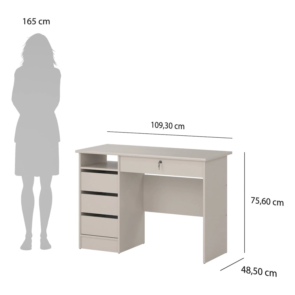 Franklin, Scrivania un Ripiano, 109x49x76h cm Beige Cashmere