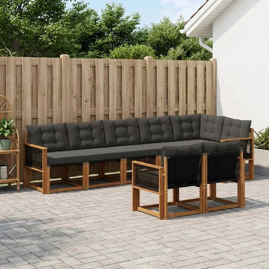 Set di divani da esterno 8 pz Naturale e Nero 3382032
