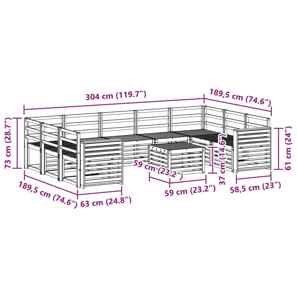Set di divani da esterno 10 pcs Bianco 59 x 59 x 37 cm 3392549