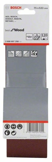 2608607258 - Set di nastri abrasivi da 3 pz. X440 75 x 533 mm, P120, BEST for LEGNO+VERNICE