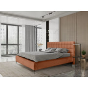 Letto MILLIO – Terracotta – 180x200 cm – Tessuto bouclé in ciniglia – Rete inclusa – Comfort hotel 5 stelle