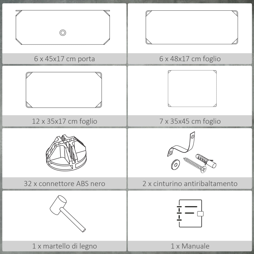 EasyComfort Mobile Scarpiera Modulare Salvaspazio, 6 Cubi 45x35x17 cm in Acciaio e PP, Bianco