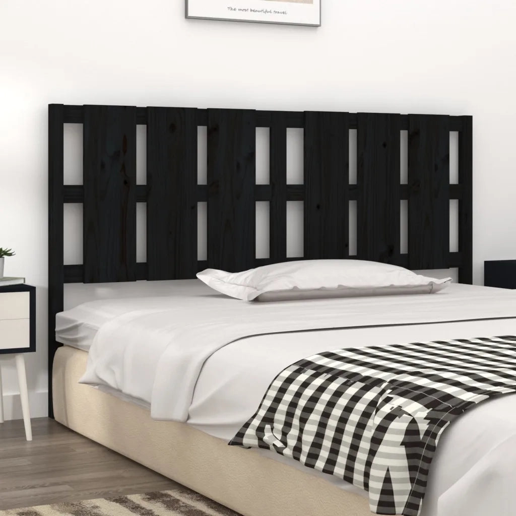 Testiera | Testata per Letto Nera 185,5x4x100cm in Legno Massello di Pino