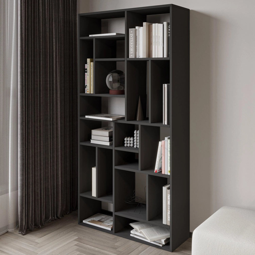 Libreria in legno "Nicola" - 90 x 30 x 180 cm - Grigio antracite
