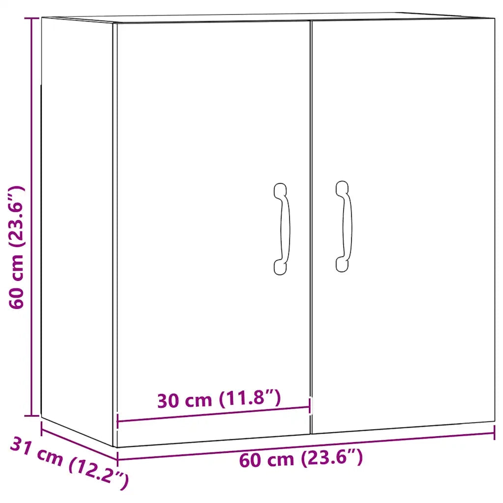 Mobile contenitore a parete pratico 60 x 31 x 60 cm finitura artigianale in legno di rovere composito 02_0051026