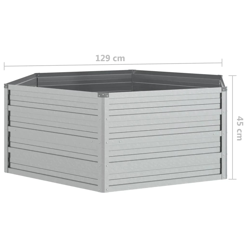 Fioriera rialzata per piante e fiori terrazza giardino 129 x 45 cm acciaio zincato argento 02_0039361