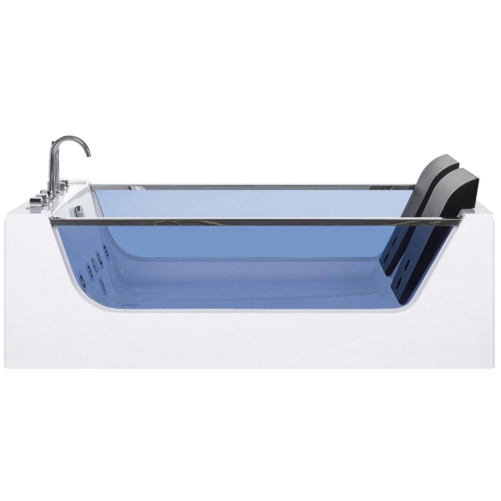 Vasca Idromassaggio Bianco Sanitario Vetro Acrilico Frontale Trasparente Illuminato LED Rettangolare Doppio 107 x 156 cm