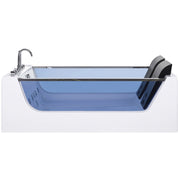 Vasca Idromassaggio Bianco Sanitario Vetro Acrilico Frontale Trasparente Illuminato LED Rettangolare Doppio 107 x 156 cm