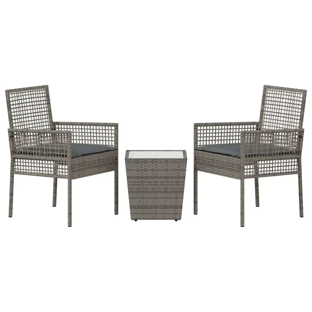 Set Bistro da Giardino 3 pz | Set Salotto da Giardino Grigio polyrattan