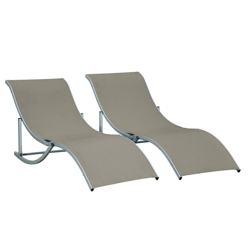 SET 2 SDRAIO DA GIARDINO PIEGHEVOLI 61 X 165 X 63 CM COLORE GRIGIO CHIARO