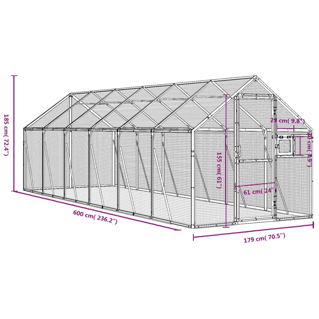 vidaXL Voliera Antracite 1,79x6x1,85 m in Alluminio