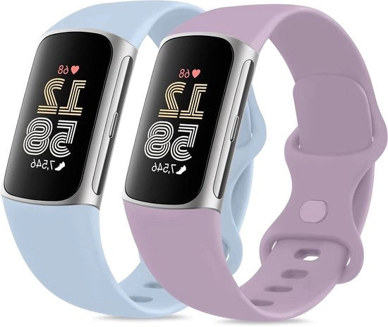 Cinturino in silicone per Fitbit Charge 6/5, 2 pezzi, design sportivo e morbido, per uomo e donna.
