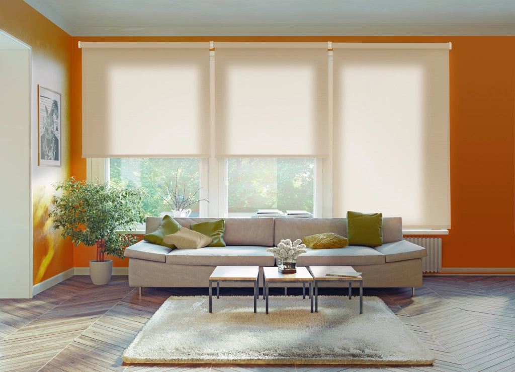 VIEWTEX Tenda a rullo Traslucida Ecofuture (100% tessuto riciclato) Ivory 180 X 190cm - Made in Europe - 5 anni di garanzia