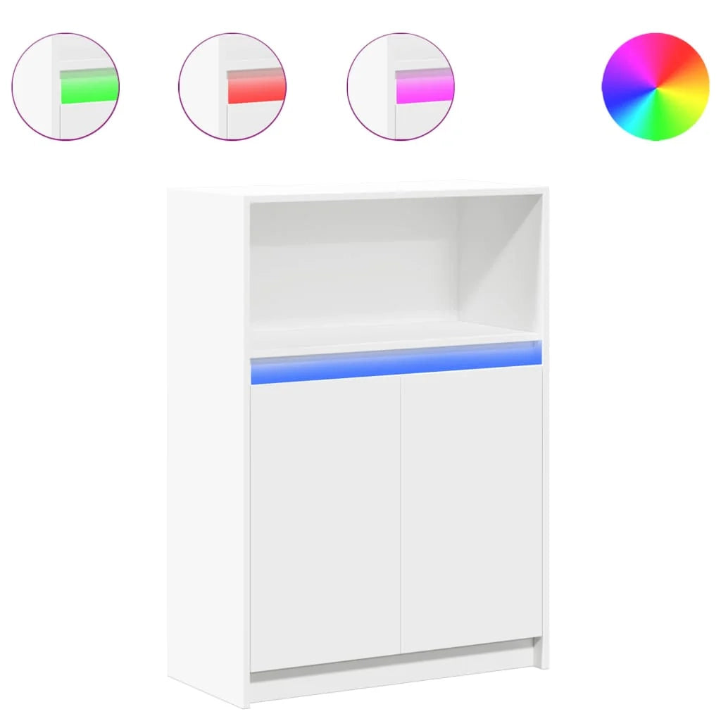 Buffet credenza cassettiera armadio mobile contenitore organizer per cucina soggiorno salotto con illuminazione a LED 72 x 34 x 100 cm legno ingegnerizzato bianco 02_0029773