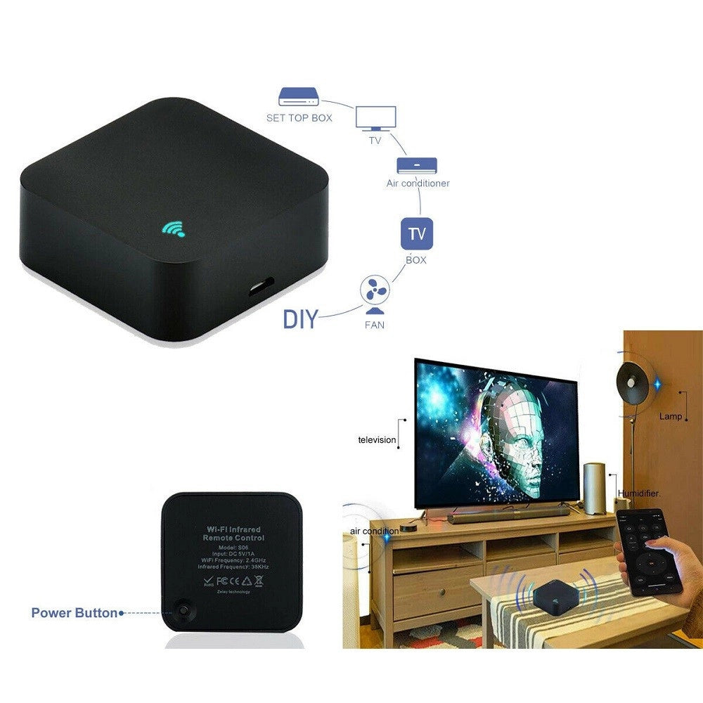 Trade Shop - Mini Wifi Ir Remote Control Smart Tv Condizionatori Alexa Google Assist S06 -