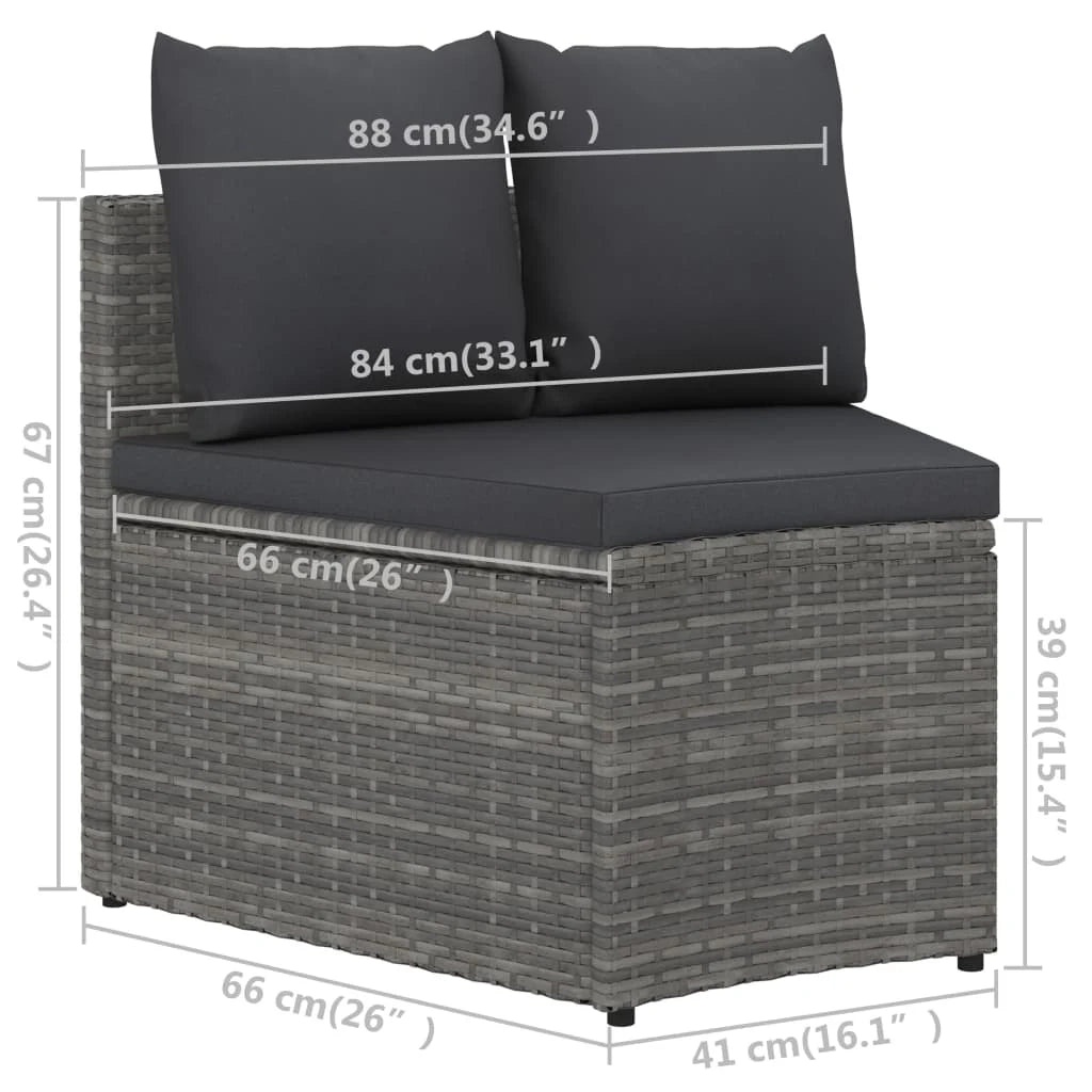 Set di mobili da giardino mobili da esterno 5 pezzi con cuscini resina intrecciata grigia 02_0016440