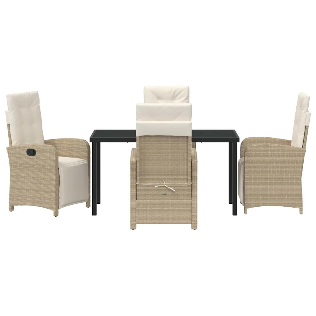 Set da Pranzo per Giardino con cuscino 5 pcs Beige polyrattan 3380332