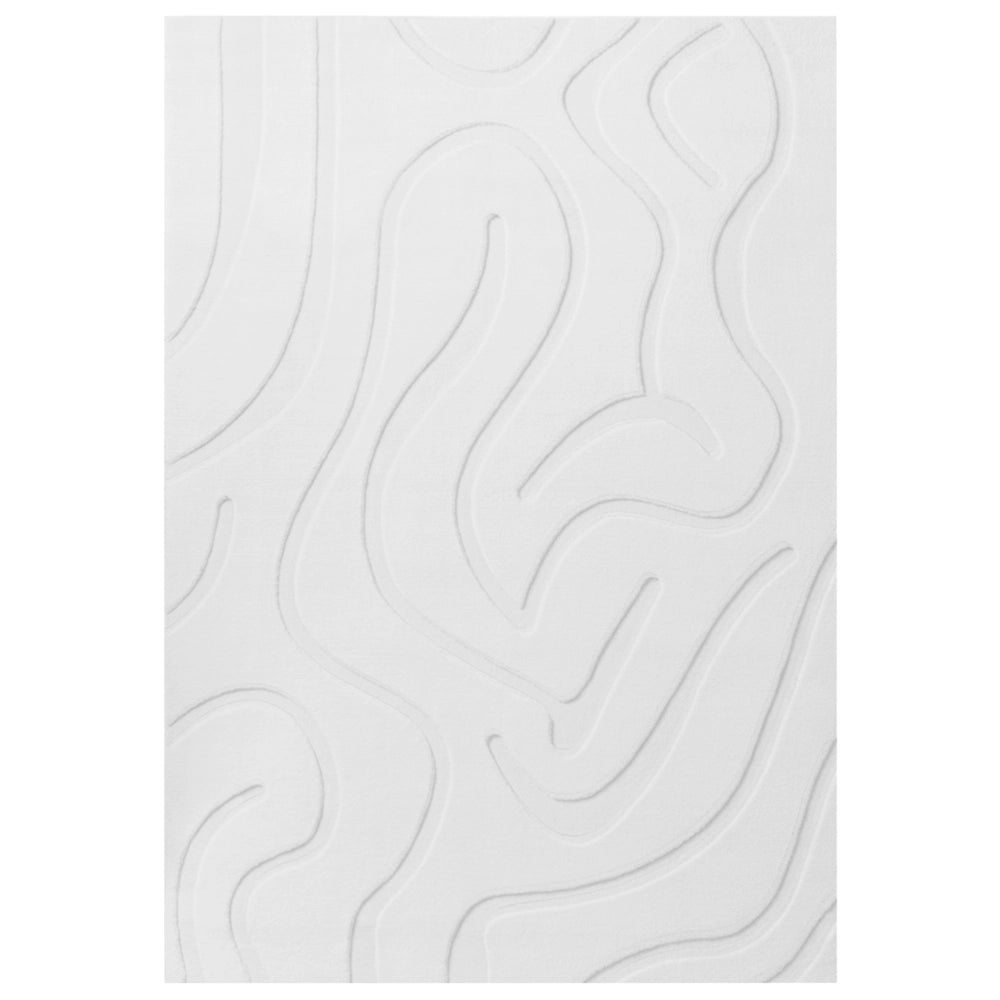 Tappeto da salotto rettangolare jacquard 160 x 230 cm a pelo corto bianco sporco Stile Moderno