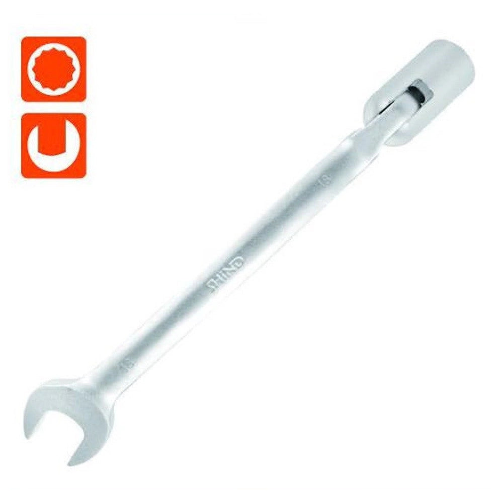 Trade Shop - Chiave Combinata 18mm Fissa E A Bussola Poligonale Con Snodo Cromo Vanadio 97566 -