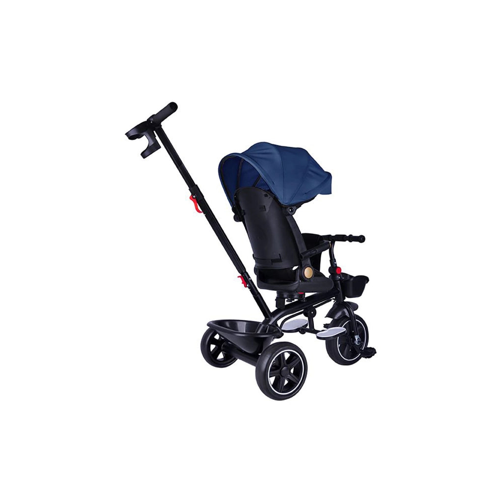 Passeggino Triciclo con Sedile Girevole 65x47x110 cm con Cappotta e Cestini Blu