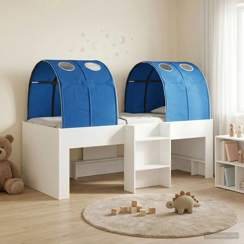 Letto con Tunnel 4 pcs Bianco e Blu Legno ingegnerizzato 3423547