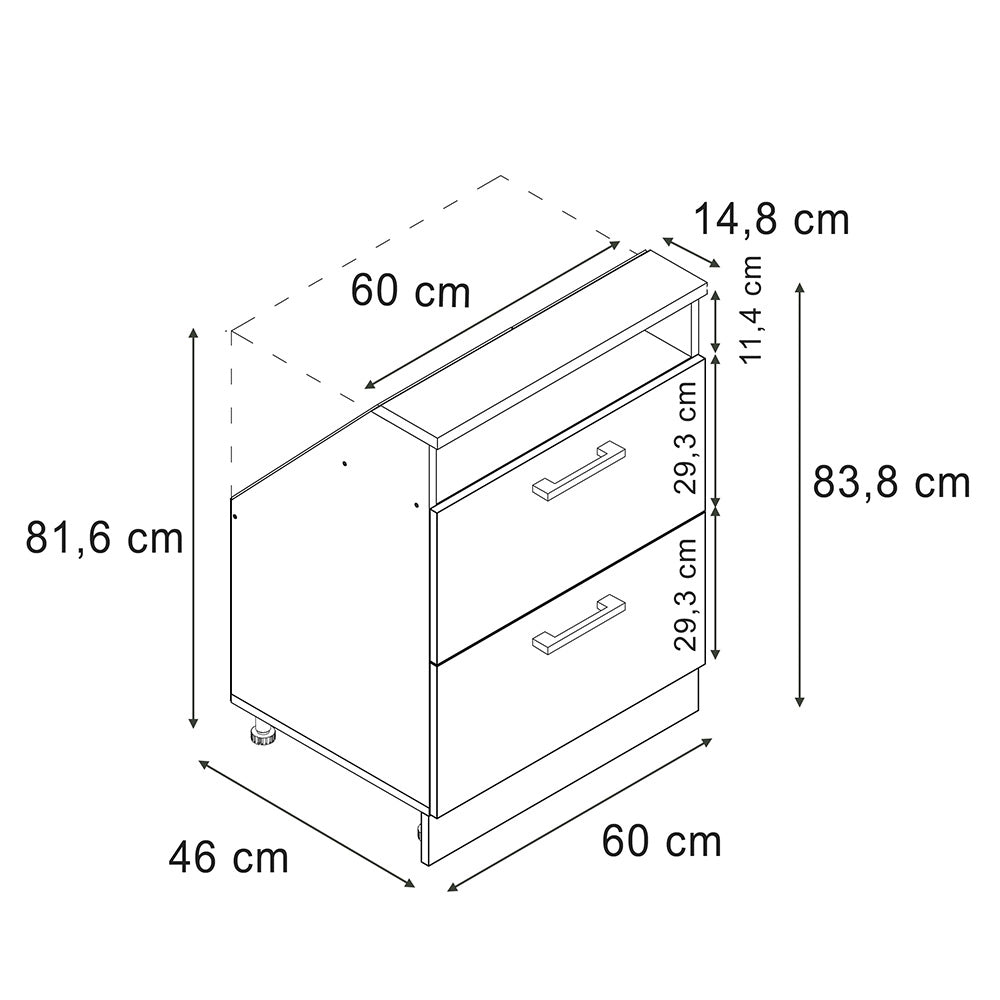 Mobile sottotetto Rion Rovere dorato/Rovere dorato con 2 cassetti Vicco