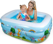 Piscina gonfiabile, 150 x 100 x 50 cm, trasportabile, quadrata, pieghevole, piscina per acqua, con patch di riparazione, vasca gonfiabile, per bambini, per interni ed esterni