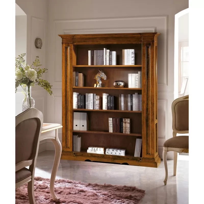 Libreria classica 5 ripiani in legno bassano 160x43x206 - Mobili 2G